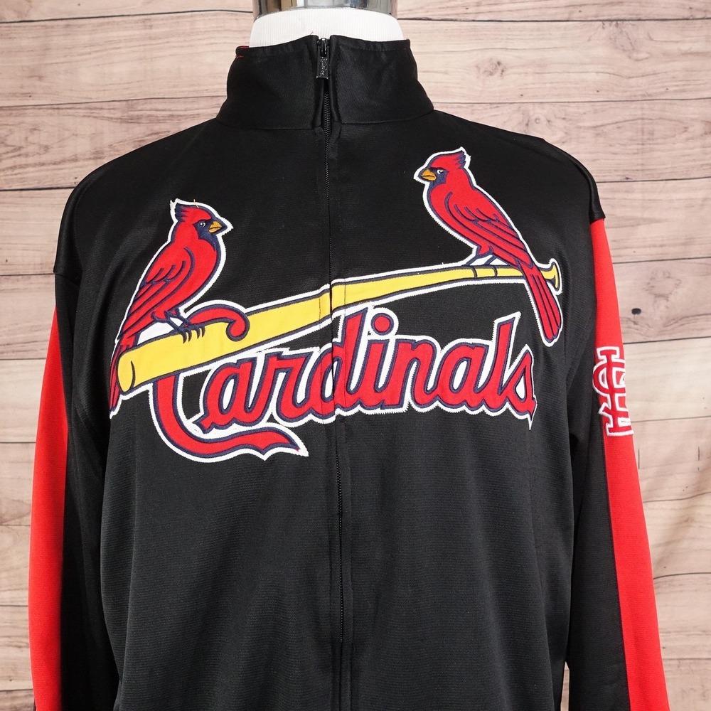 St. Louis Cardinals Stitches Track Jacket Mens L Black MLB Baseball Full Zip